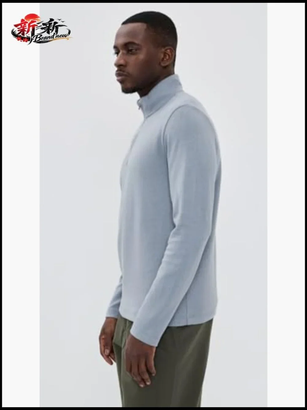 Cotton Blend Double Quarter Zip Pullover Sweater Long Sleeve Zip Neck